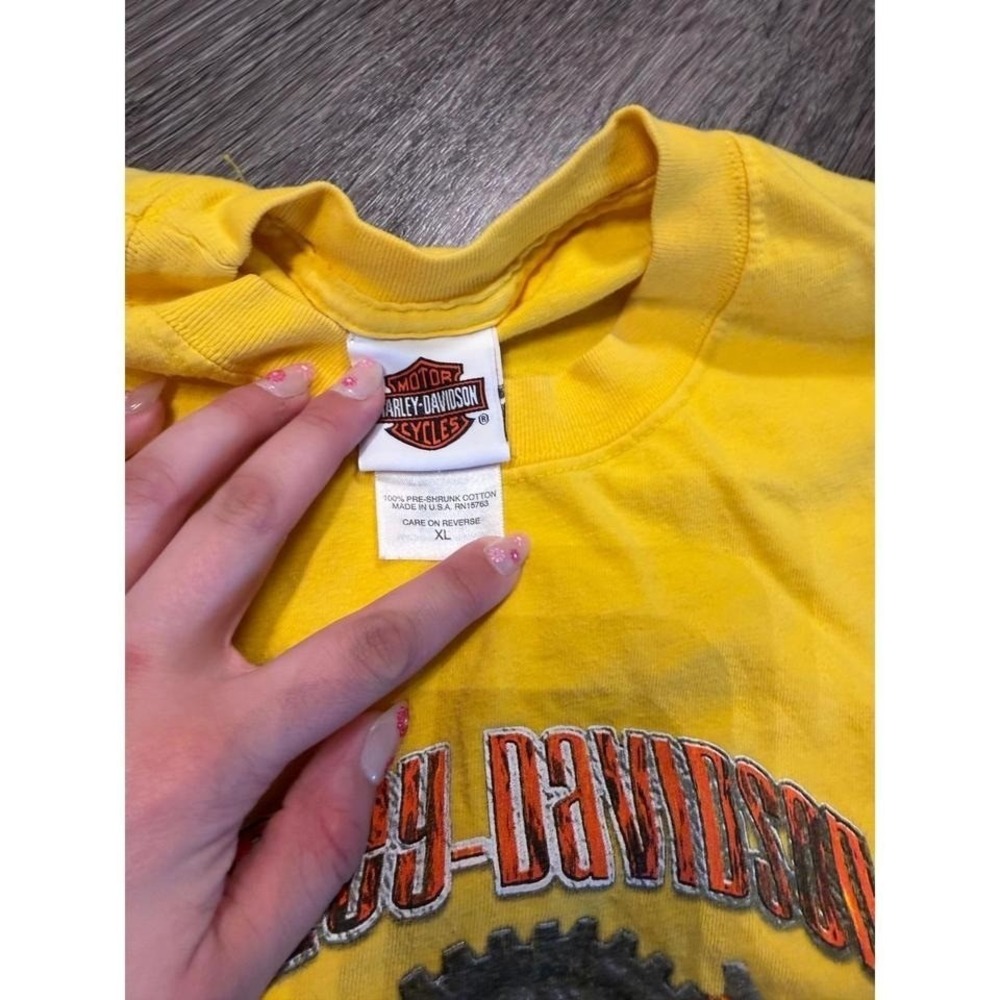 Harley Davidson Mens XL Yellow Long Sleeve Graphic T-Shirt 2004 Jim's Beach FL - Picture 5 of 5
